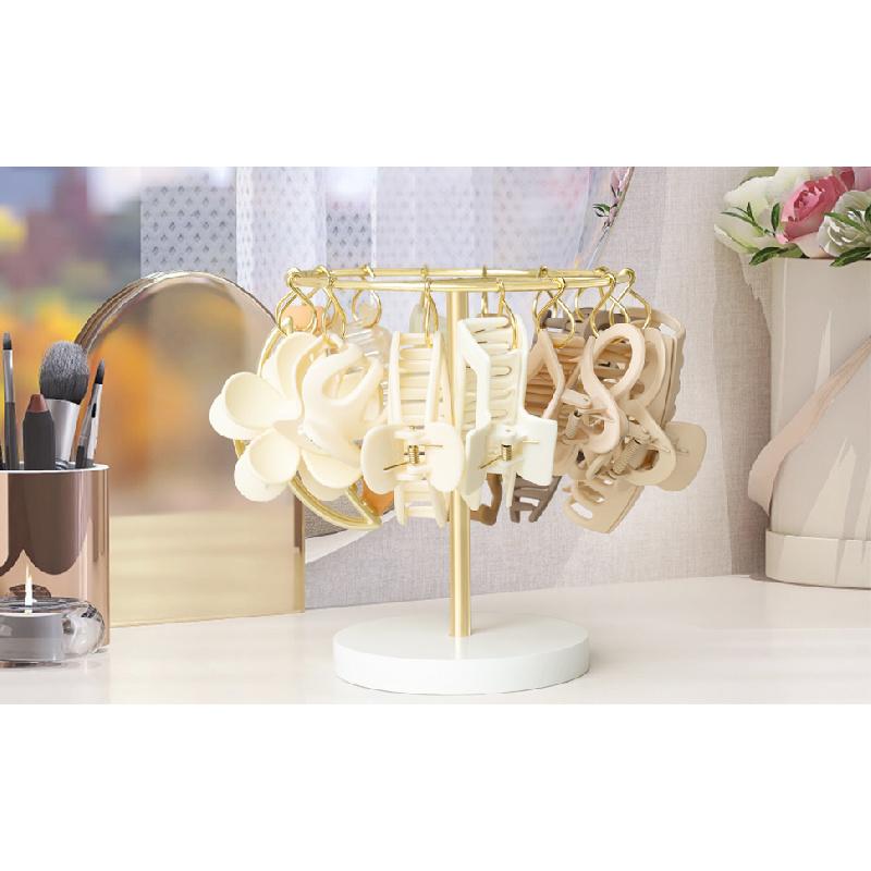 Metal Claw Clip Organizer Holder Stand Storage Display Hair Accessories Bedroom Bathroom College Dorm Room Decor for Women and Girls, Gold