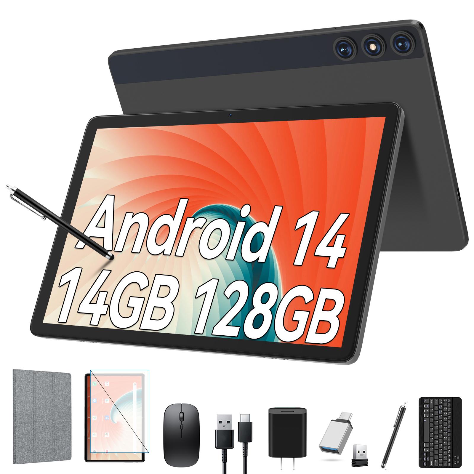 Android 14 Tablet, 128GB+14(8+6 Expand)GB, 10 inch 4G Phone, 5G WIFI+Cellular, Octa-Core, Dual Sim Card Slot, 13MP Camera,GPS,1TB Expand,1920*1200 FHD IPS,8000mAh,Face Unlock, Bundle with Keyboard, kids Android pad 2026 Newest Tablet springtok