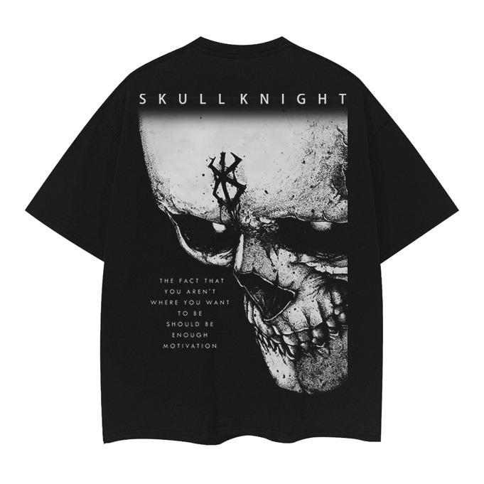 Berserk "Skeleton Knight" Vintage Oversized Tee Anime T-shirt 100% Cotton Original Design DTG Printing baggy  compression  clothes Top Casual Black Man Streetwear Crewneck Menswear Tshirt Gamis
