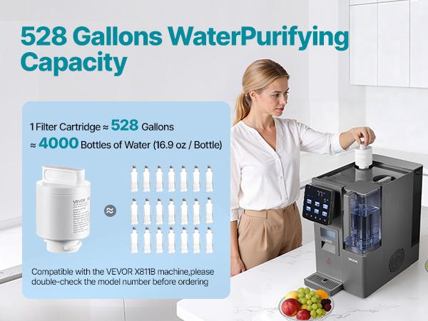 VEVOR Mineralization Filter Replacement - Remineralization Alkaline Water Filter for Reverse Osmosis System, Balances pH Restores Minerals, Compatible with X811B Ice Maker Water Dispenser