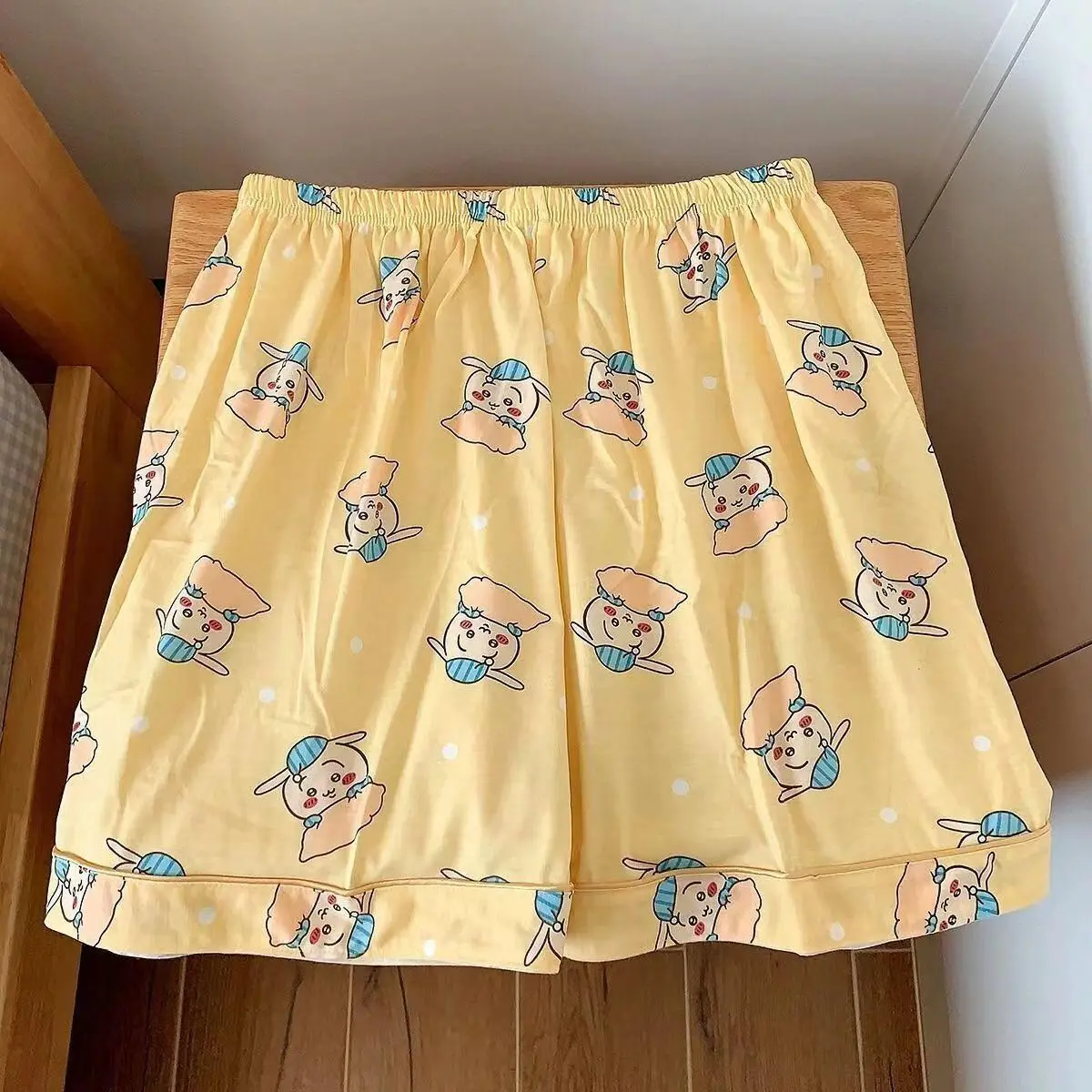 Chiikawa Pajamas Girls Summer Thin Round Neck Short Sleeve Shorts Home Clothes Set  Hachiware USAG Cute Pajamas