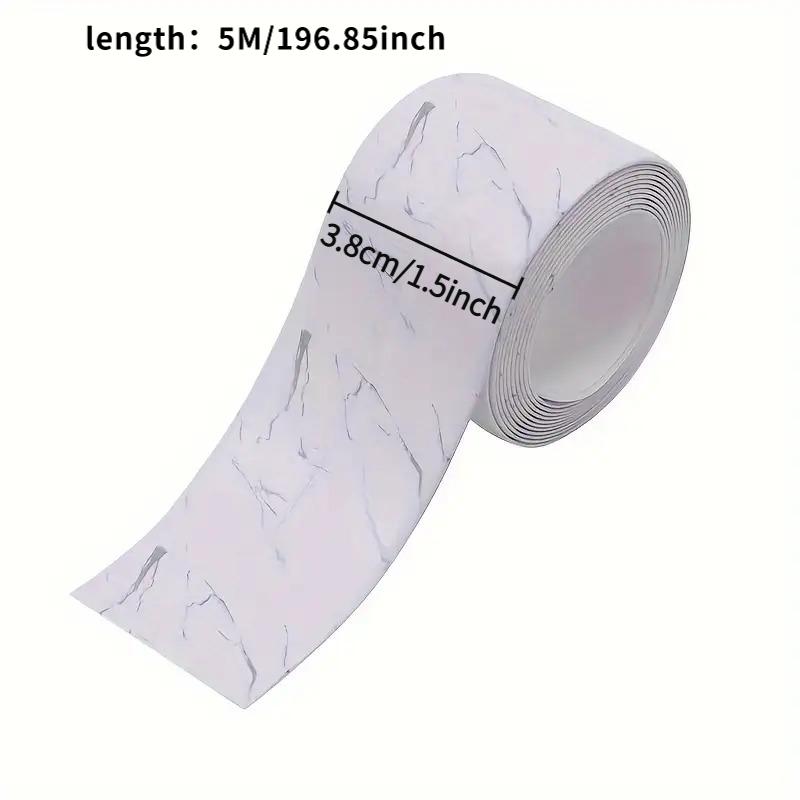 1/3 roll, 5 meters, self-adhesive waterproof sealing tape - marble pattern, PVC material, sandproof and durable, Waterproof Leak Proof, suitable for bathtubs, sinks, and toilets, Flexi Seal, Seal Protector, Long Lasting Adhesive, Leak Proof Design