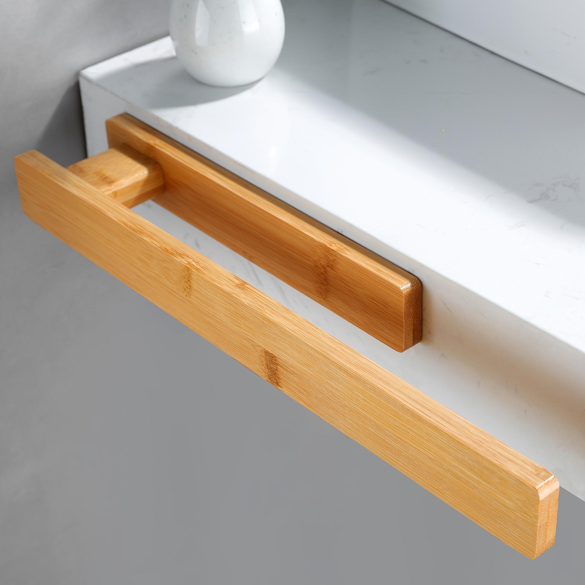 Easy-Install Solid Wood Towel Rack - Space-Saving, No-Drill Wall Mount for Bathroom & Kitchen Storage