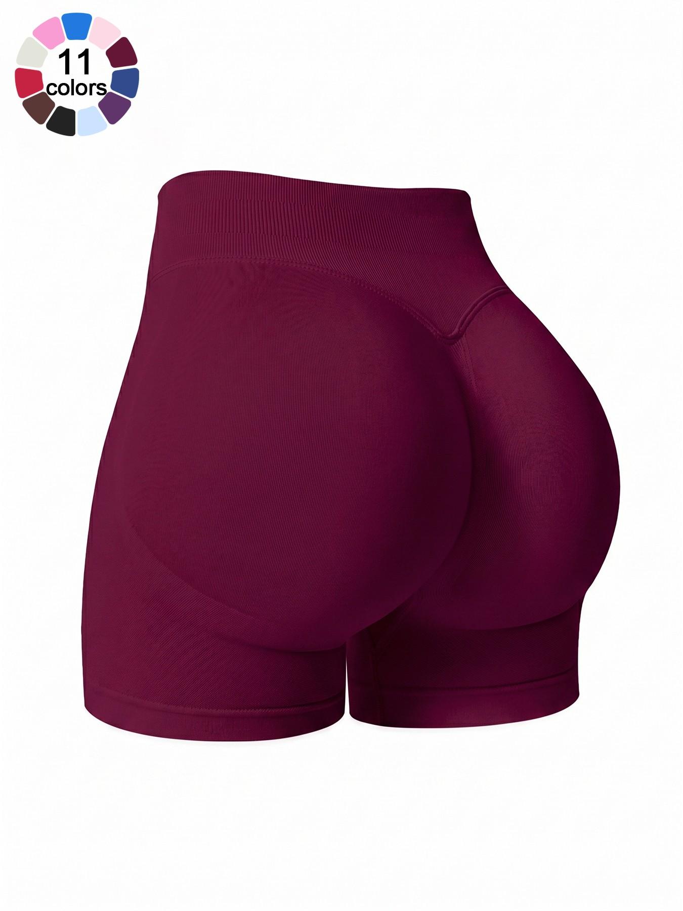 Women's Solid Color Sports Shorts 4 Way Stretch No Show Breathable Soft Comfortable High Waist Butt Lifting Shaping Active Bottoms Shorts Gym Training Seamless Peach Butt Shorts Outdoor Running Cycling Indoor Pilates Daily Versatile Yoga Shorts