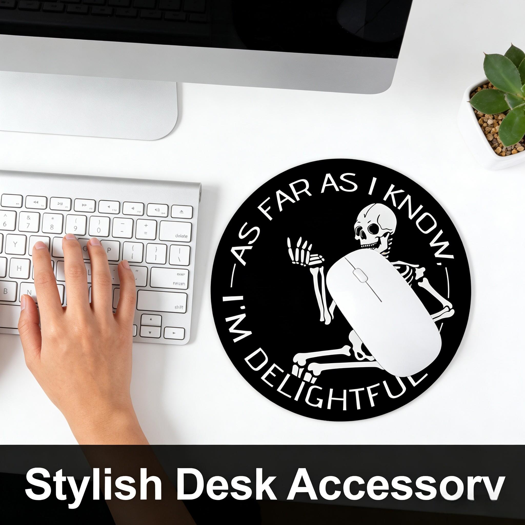 Fashion Skull Head Round Mouse Pad, Non-Slip Rubber Base, Small Desktop Mat for PC/laptop, Gaming/mouse Pad, Gift for Women, 7.87 Inches