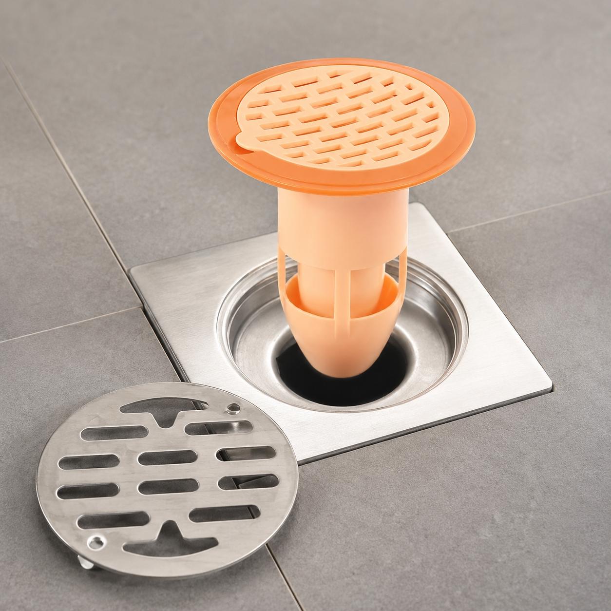 Upgraded Stainless Steel Shower Drain Cover with Removable Hair Catcher, Dual Seal Anti Odor Core, Non Slip Bathroom Kitchen Floor Drain Protector, Rust Proof Clog Prevention Essential