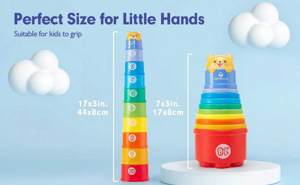 hahaland Stacking Cups Toys for Toddlers 1-3y - Toddler Toy Age 1-2 Learning Montessori Toys for 1 Year Old Boy Birthday Gift Baby Stacker Cups 12-18 Months
