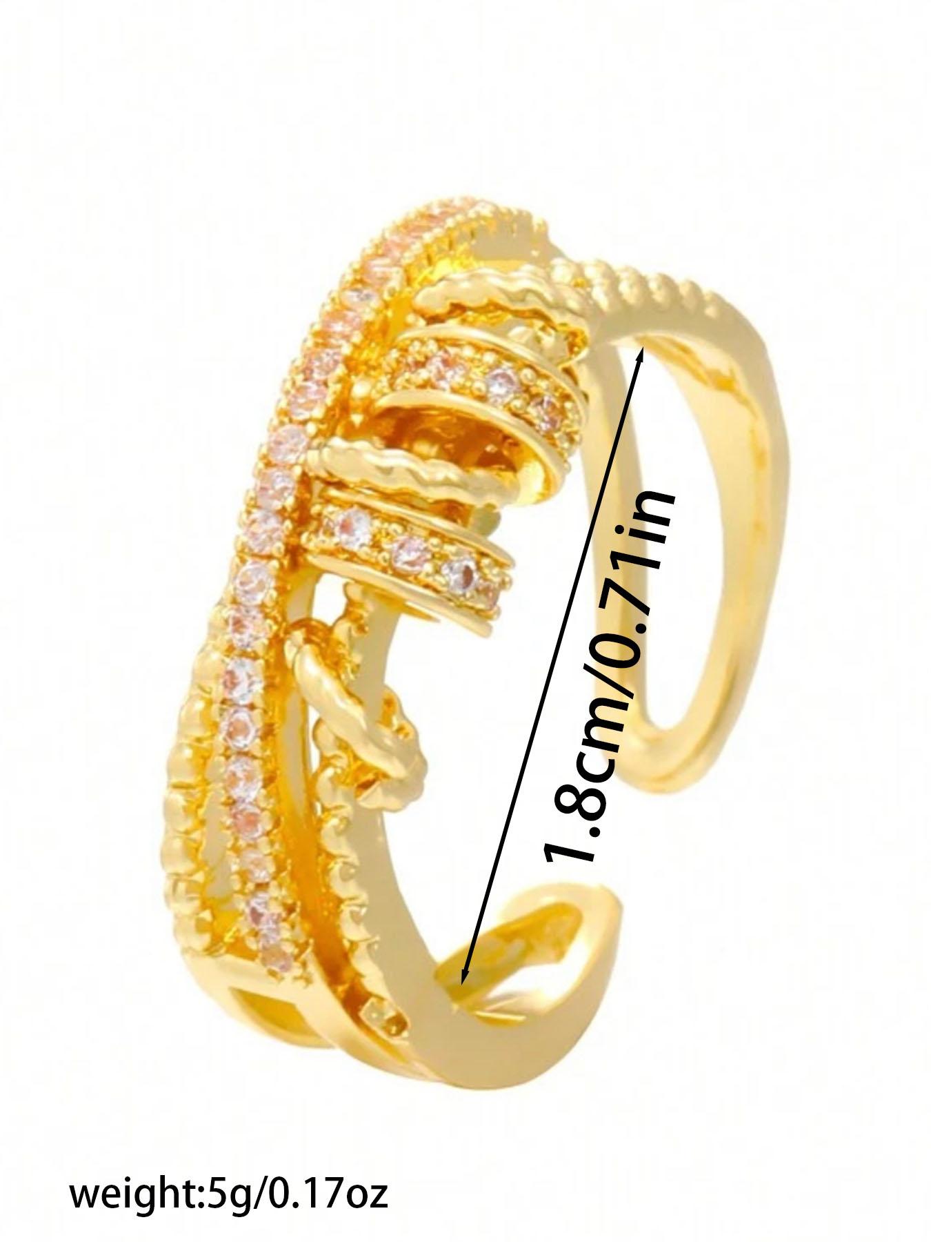 Multi-layer Rotating Cross Design Ring, Rhinestone Inlay Adjustable Anxiety Relief Fidget Spinner Ring, Fashion Jewelry Accessories for Women