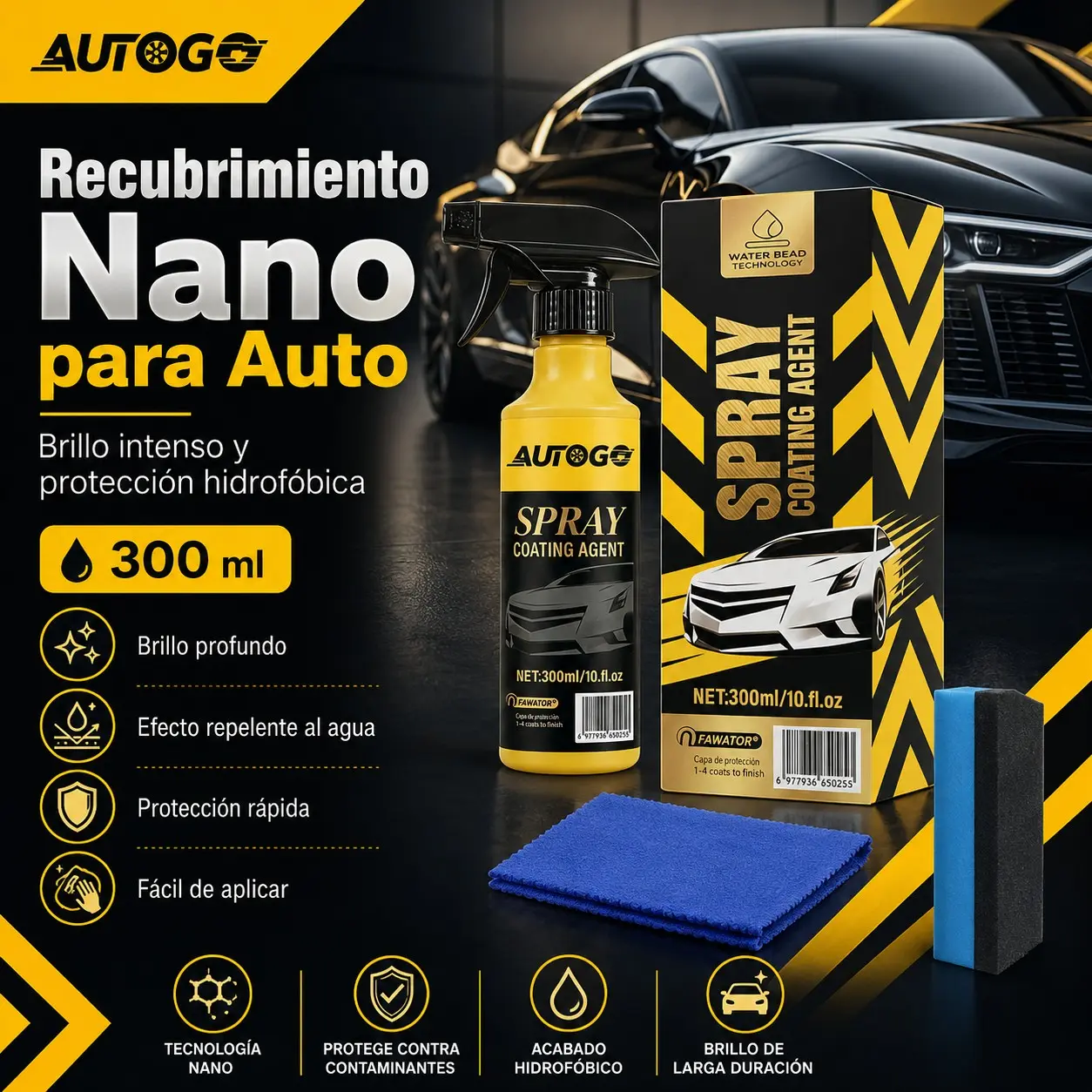 Ogas Nano Coating Agent, Hand Spray Car Paint Nanocoat Mist, Quick Drying Water Repellent Rainproof Wax, Car Maintenance Tools