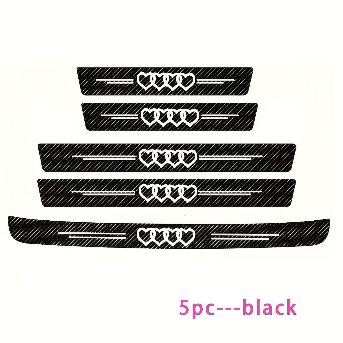 5-Pack Heart Carbon Fiber Car Threshold Guards, Scratch-Resistant Decorative Trim, Perfect Fit for Vehicle Protection