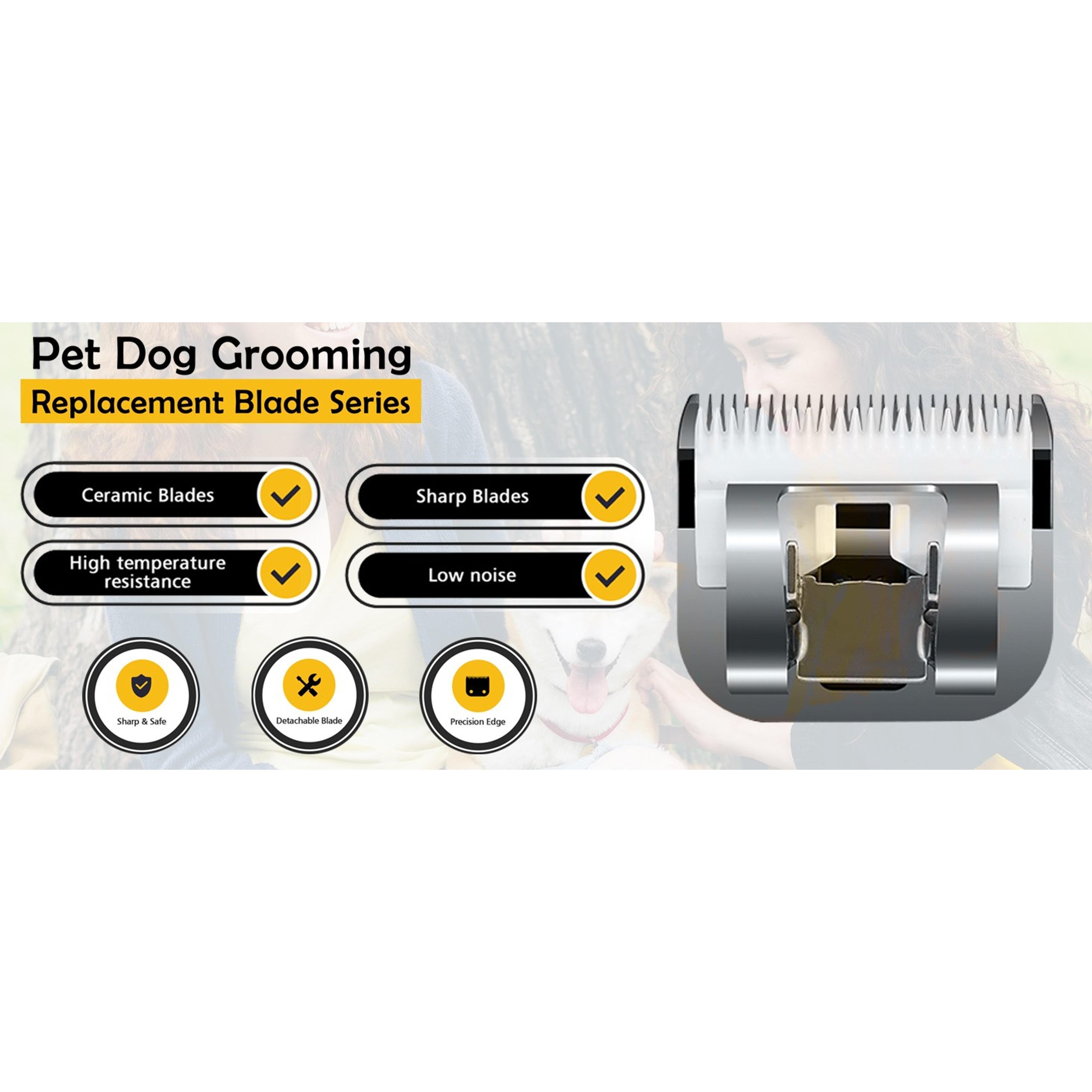 Universal Dog Grooming Blades - Size 7FC, 1/8" Cut Length, Ceramic & Stainless Steel, Black, Compatible with Andis, Oster A5, Wahl KM Series Pet Detachable Clippers, Ceramic&Steel