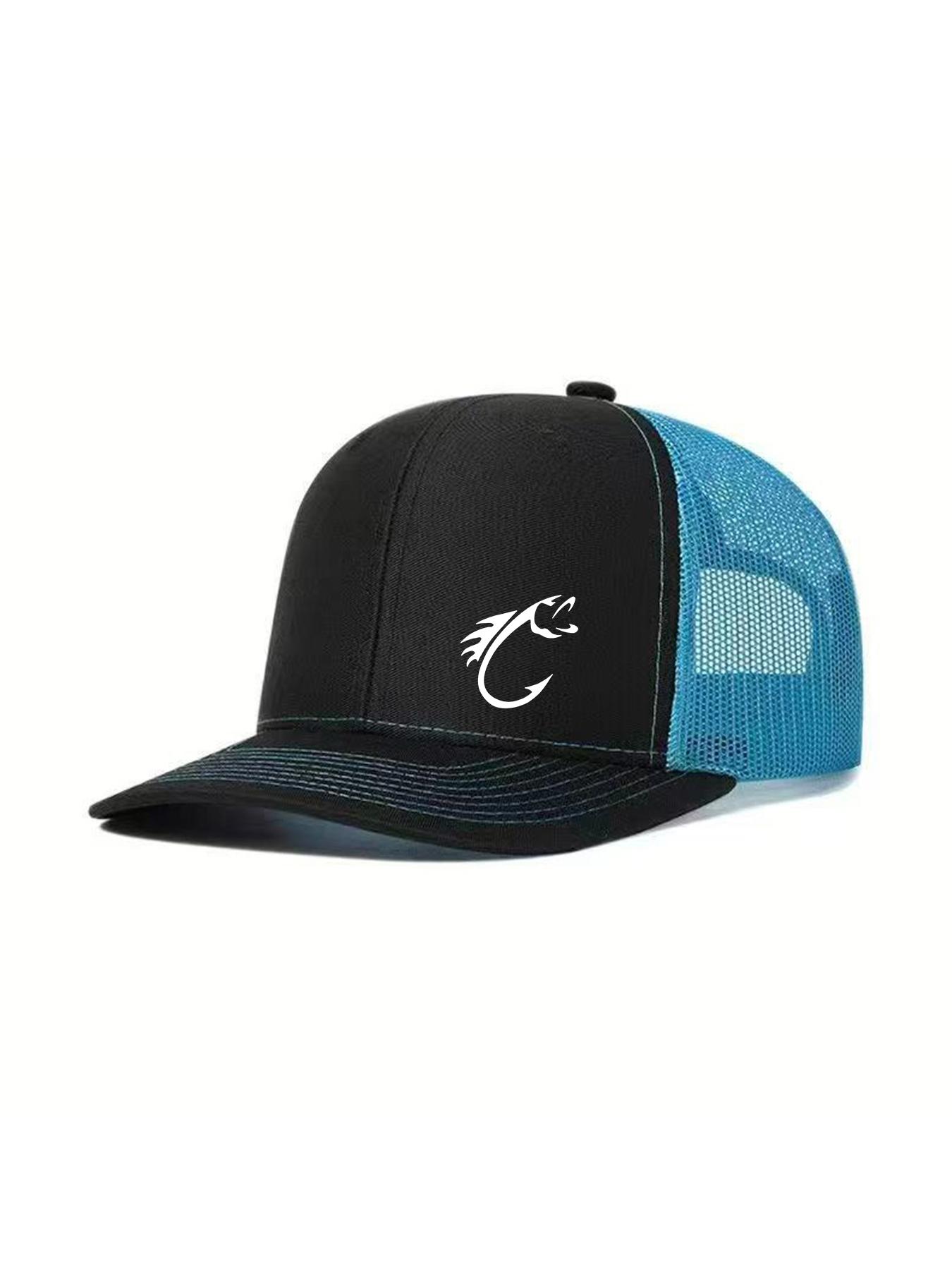 Neutral Fish Hook Pattern Printed Baseball Cap, Outdoor Fishing Cap, Adjustable Mesh Design, Casual Style Suitable for Outdoor Activities, Snapback Trucker Hats