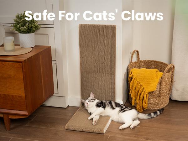 Conlun Cat Scratcher for Indoor Cats 22.8 Inch L Shaped Vertical Scratching Board with Ball Toy Light Wood L-Shaped Wall-Mounted Cat Scratcher Springtok Ramp Apartment Sturdy Home Durable Construction Easy Assembly Striped Design