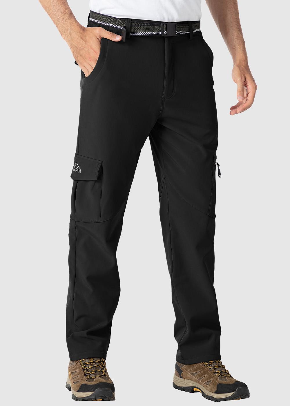 TBMPOY Men's Cargo Hiking Pants Fleece Lined Waterproof Windproof Snow Ski Insulated Pant with 6 Pockets