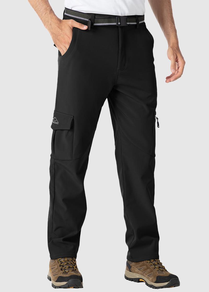 TBMPOY Men's Cargo Hiking Pants Fleece Lined Waterproof Windproof Snow Ski Insulated Pant with 6 Pockets