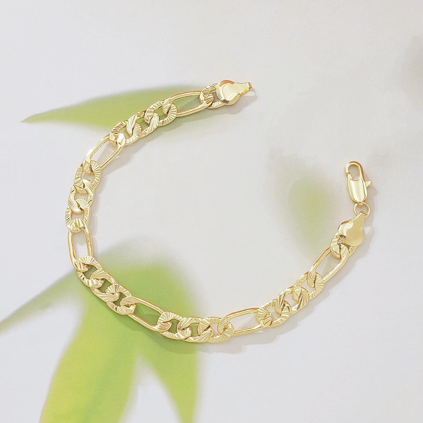 Women's Dainty Gold-Plated Diamond-Cut Figaro Chain Bracelet, Adjustable Stacked Bracelets for Everyday Sports & Outdoor Camping Hiking Hammock Use