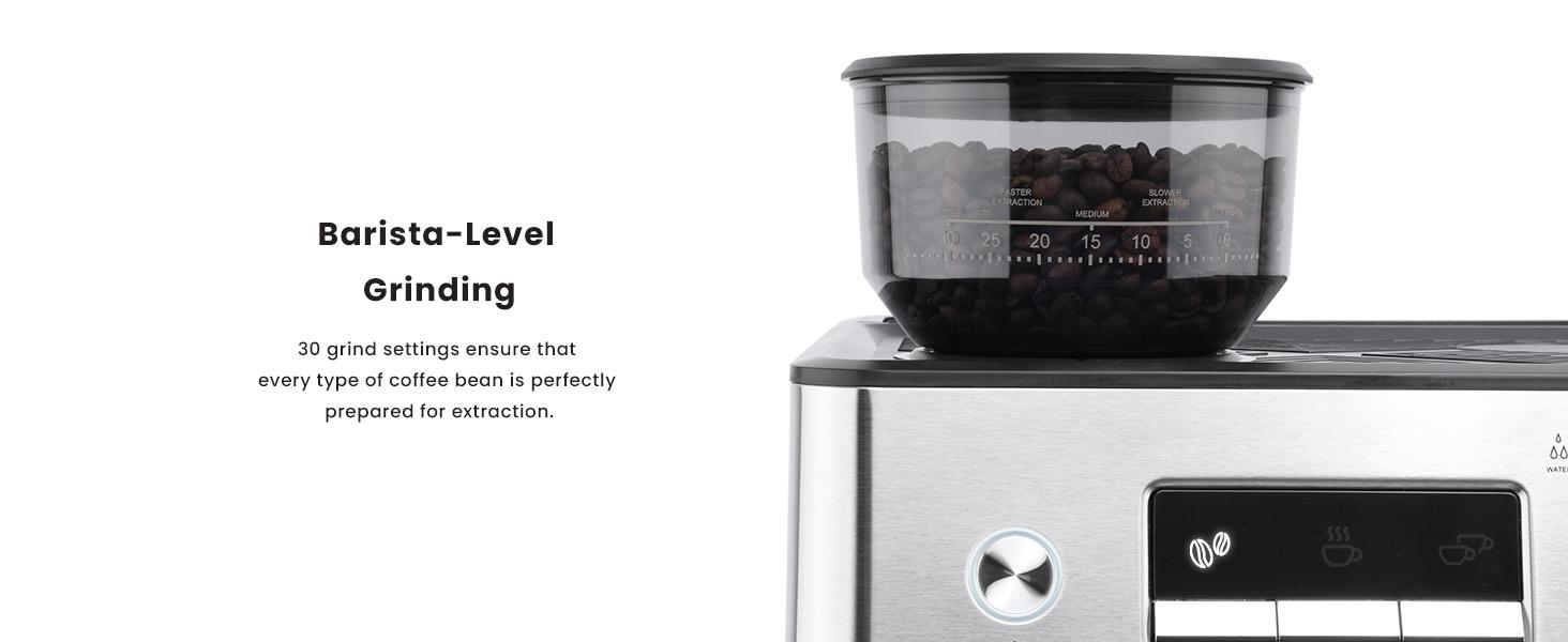 【Springtok】Gevi Espresso Machine with Grinder & Steam Wand | Home Barista Latte Maker | 2.3L Water Tank | Perfect Gift for Coffee Lovers