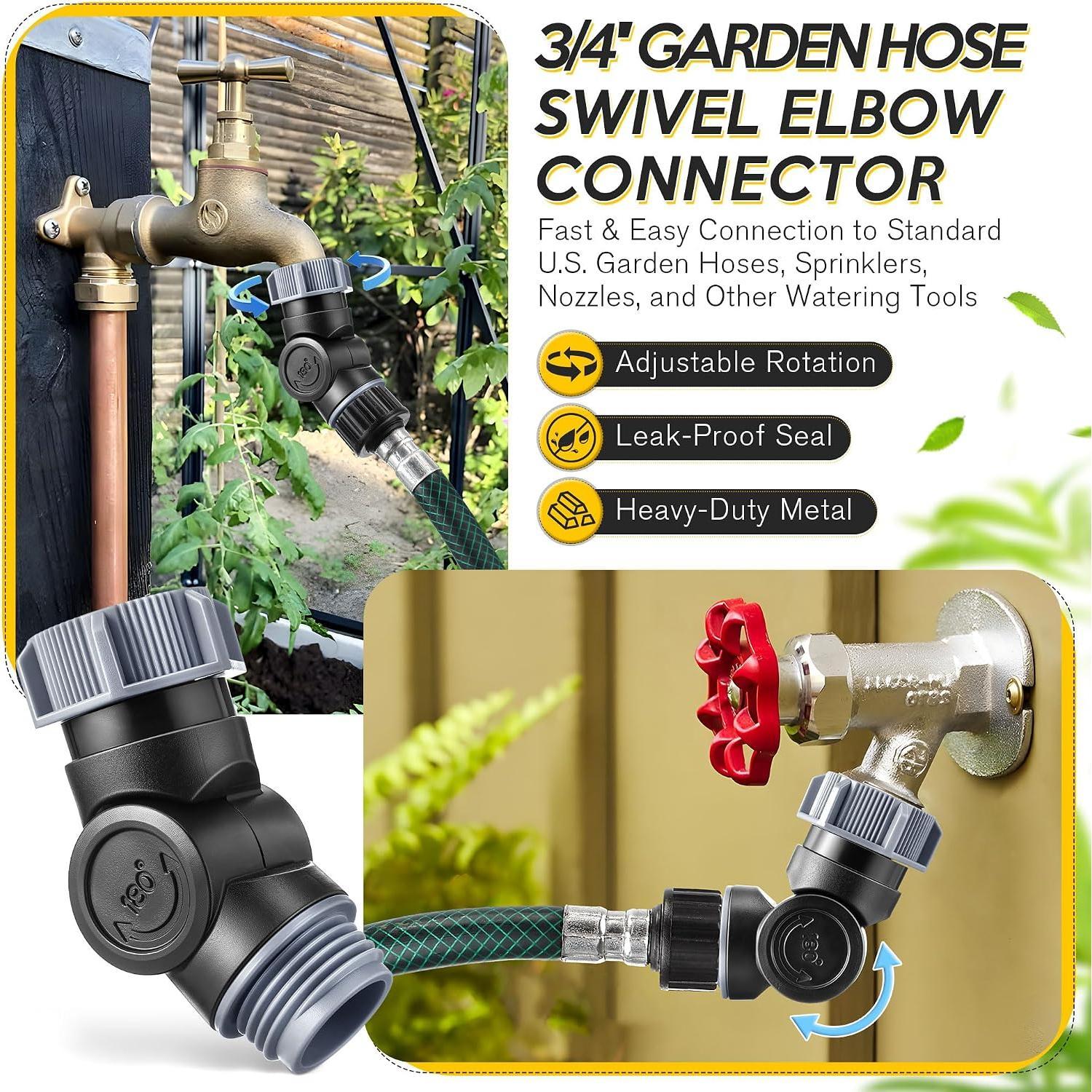 1 Pack Garden Hose Swivel Connector with 180° & 360° Rotation | 180°/360° Swivel Design,  Hose Kinks, 3/4" GHT Compatibility, Outdoor Faucet Watering Upgrade