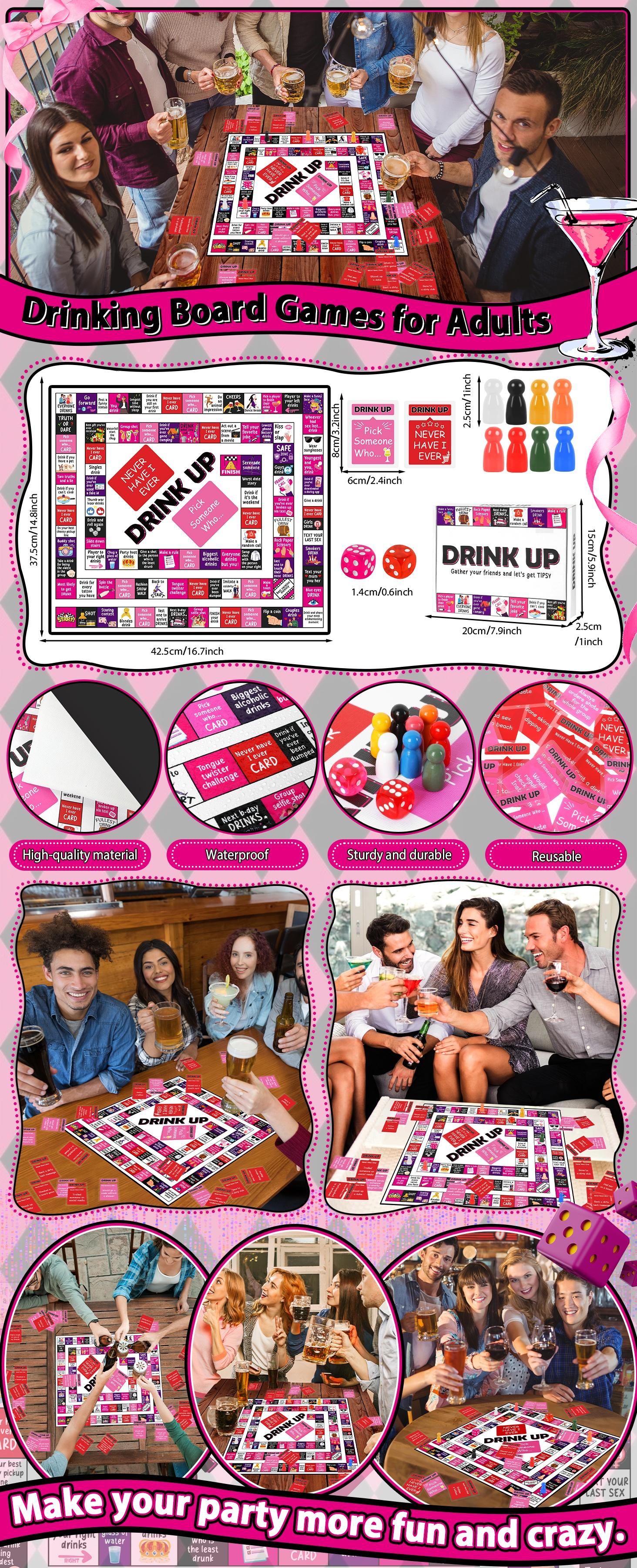 Drinking Board Games for Adults Funny Party Interactive Drink Up Cards Board Games Adult Tipsy Drinking Games for Game Night Birthday Party Play, Age 21+, 2-8 Players Drinking Board Games for Adults Funny Party Interactive Drink Up Cards Board Games Adult Tipsy Drinking Games for Game Night Birthday Party Play, Age 21+, 2-8 Players