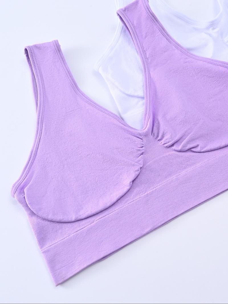 【Plus Size】Women's Soft Comfortable Double Layer Seamless Bra, No Padding,Breathable Simple Basic Top, Lady Lingerie Casual Push Up Underwear,Perfect For Daily Wear,Every Day or Sleeping Wear
