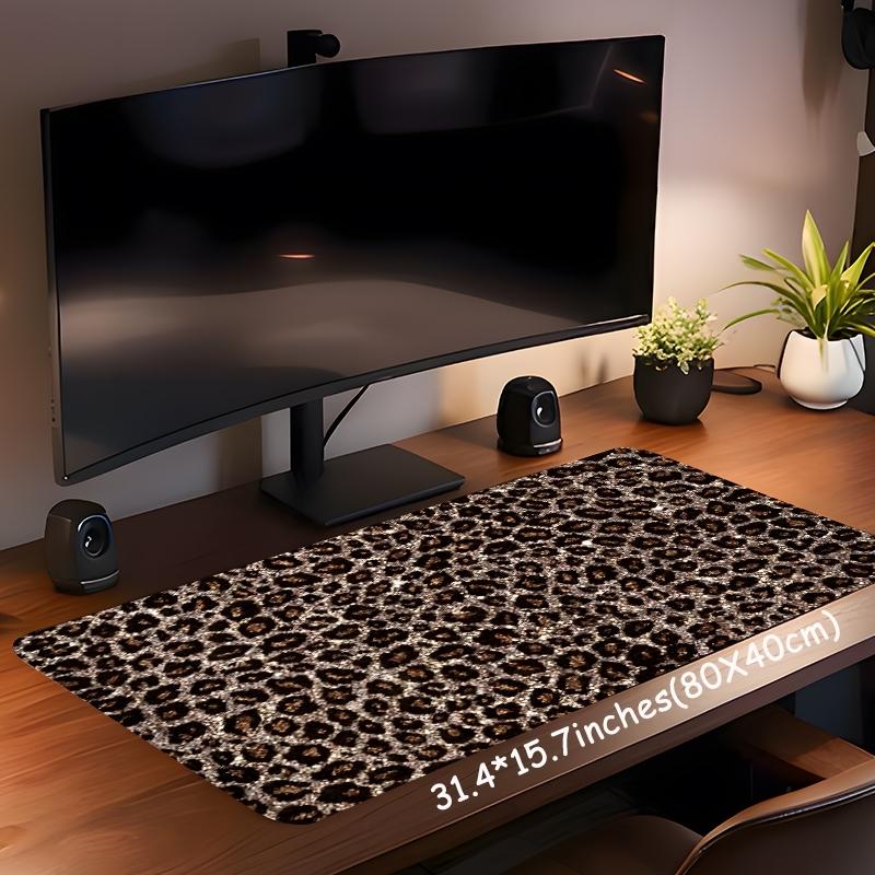 Shiny Leopard Print Large Gameing Mouse Pad,Aesthetic Desktop Decoration Protection Pad,Rubber Pad Non-slip Lock Edge Work Pad,Ergonomic Pad,multi-size mouse pad suitable for laptop,desktop computer games, work,family, good gift for boys,girls,kids