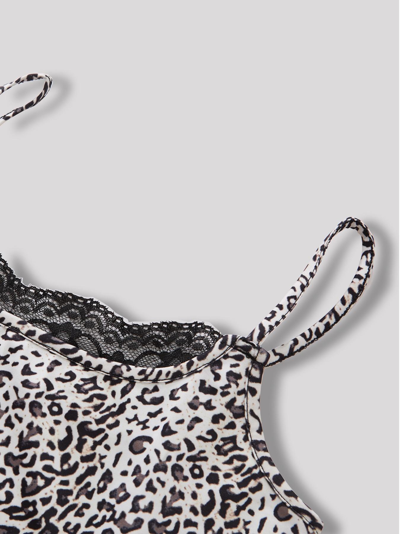 Soft Gothic Black Lace Leopard Lounge Set – McBling Aesthetic Camisole & Wide-Leg Pants, Perfect for Alternative & Perfect for Indoor Sleepover | Popular TikTok Trend, Soft and Flattering, Perfect for 2026 Y2K Revival Lounge Looks