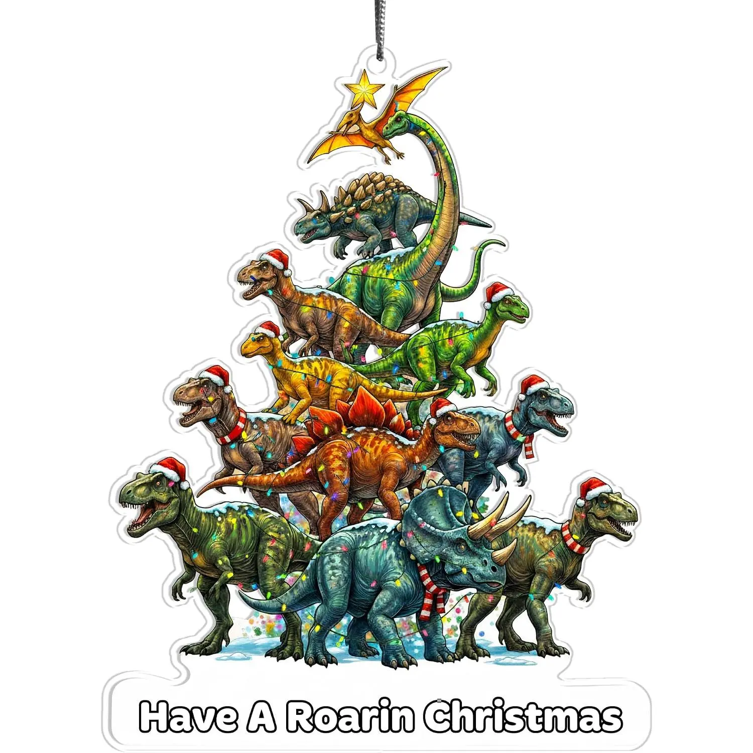 Dino Ornament, Have a Roaring Xmas, Dinosaur Ornaments for Christmas Tree,  Ornaments 2025, Stocking Stuffers for , Dinosaur Christmas Ornament, for Grandkids