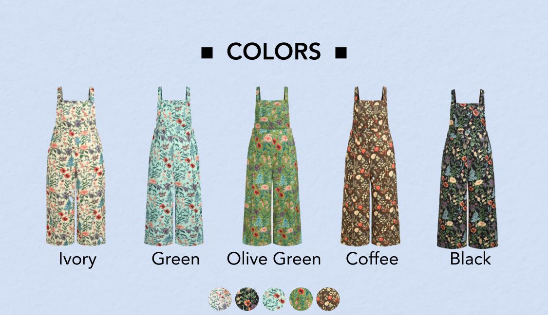 Cider Women's Lightweight Corduroy Floral Wide Leg Romper & Jumpsuits with Adjustable Button & Pockets, Casual Solid Sleeveless Romper for Summer Outdoor Vacation Holiday, One Piece Outfit Clothes