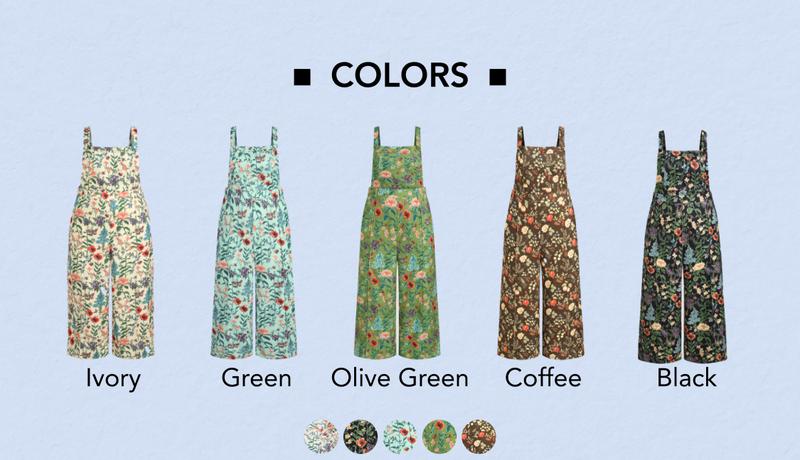 Cider Women's Lightweight Corduroy Floral Wide Leg Romper & Jumpsuits with Adjustable Button & Pockets, Casual Solid Sleeveless Romper for Summer Outdoor Vacation Holiday, One Piece Outfit Clothes