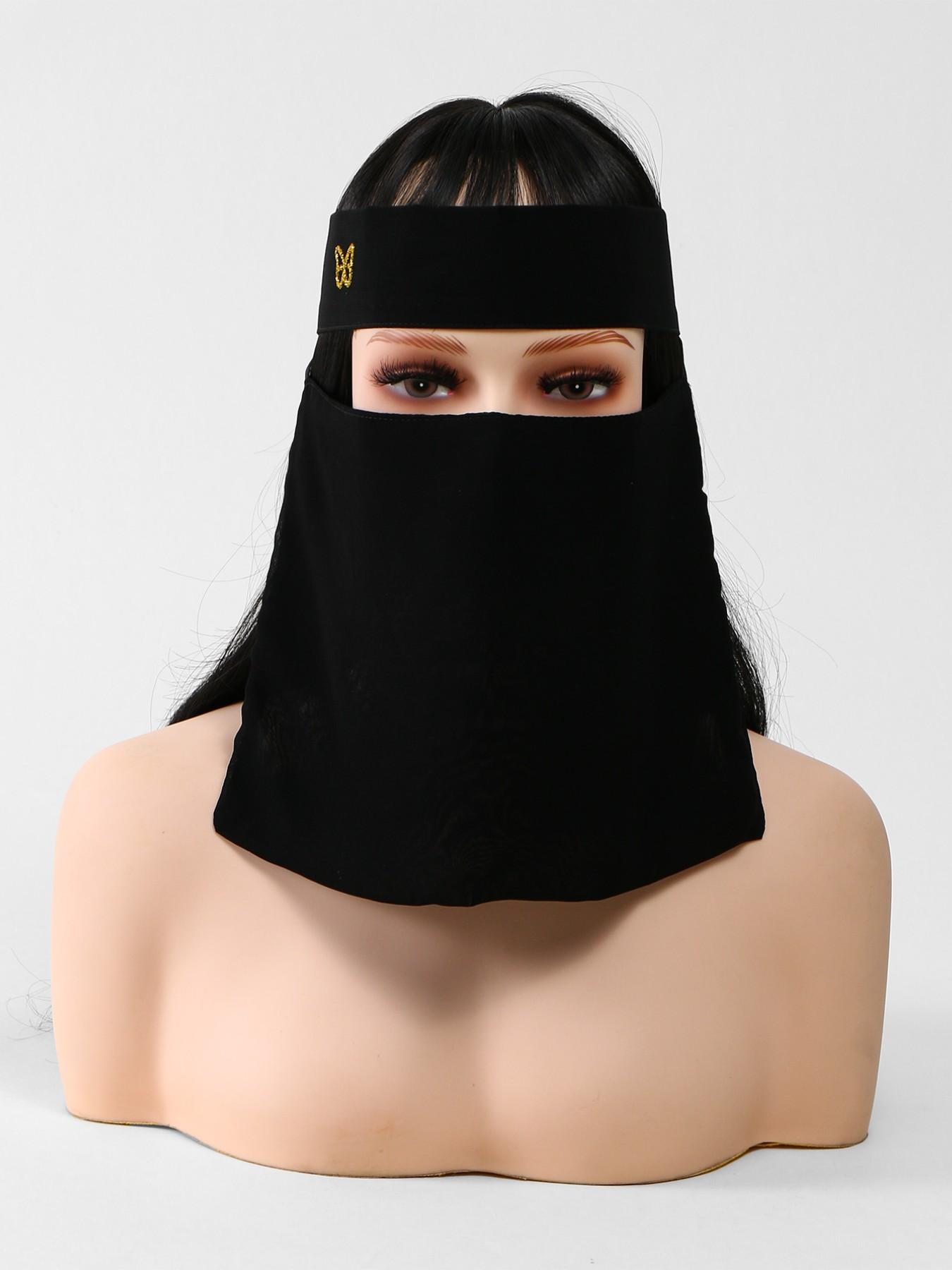 1pc Pure Color Bow Tie Soft Skin-Friendly Mask, Comfortable Breathable Niqab, Muslim Women's Face Covering for Modest Dressing