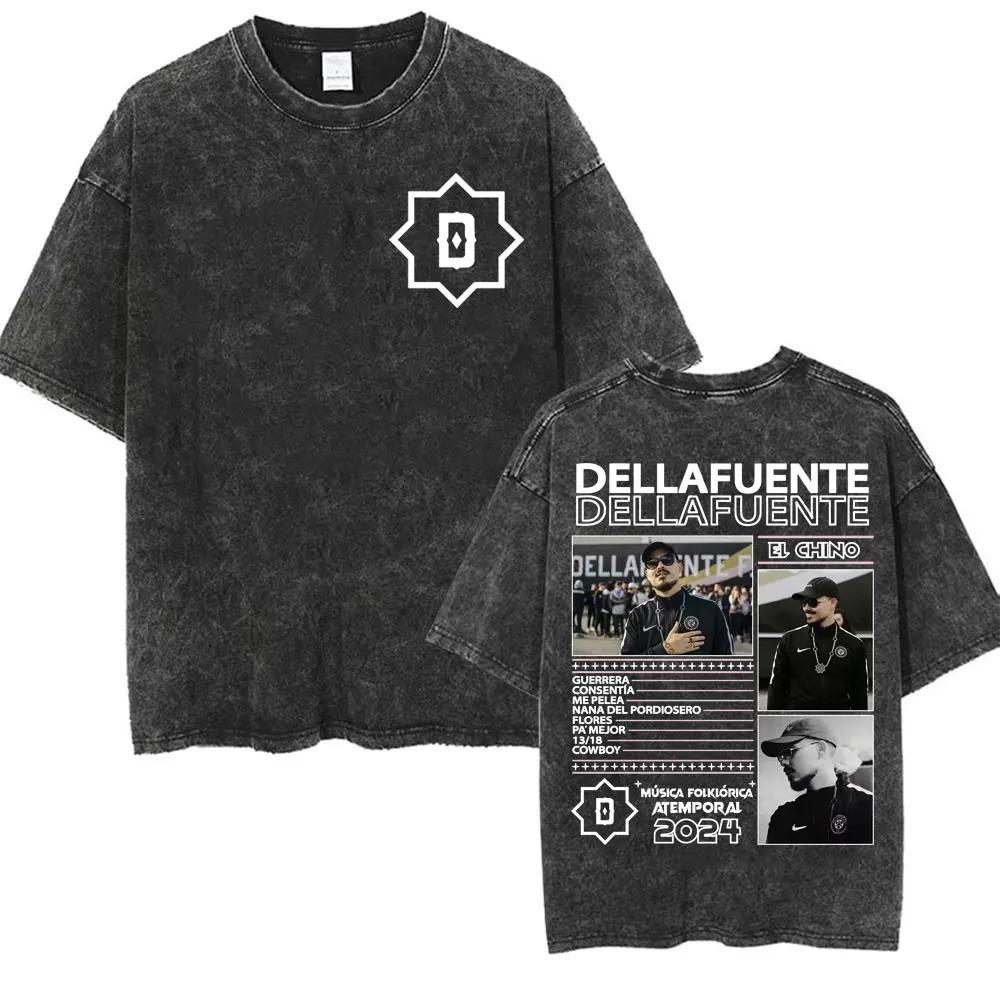 Rapper Dellafuente 2025 Tour Vintage Washed T-shirt Men Women Summer Fashion Short Sleeve T Shirt Oversized 100% Cotton T Shirts