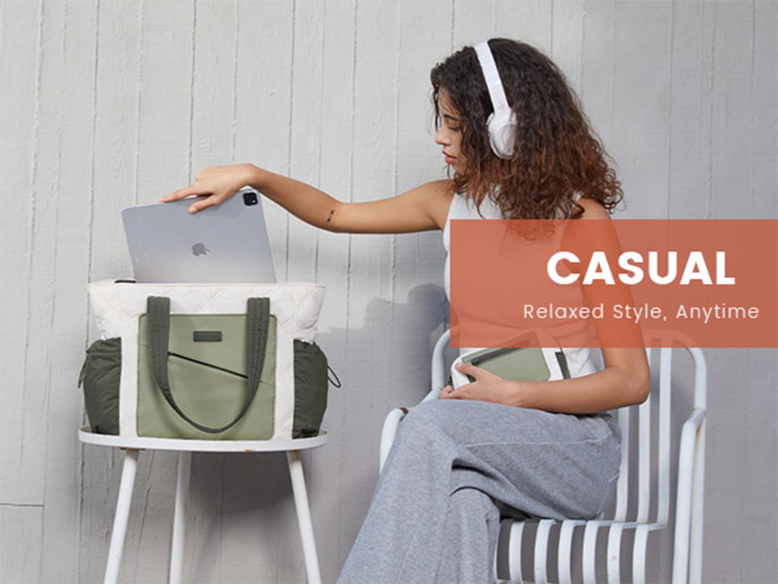 LOVEVOOK Laptop Tote Bag for Women, Large Quilted Puffer Tote bag with Four Cup Holders, Work and Travel Shoulder Bag, Lightweight Puffy bag, Nurse Handbag SpringStatements