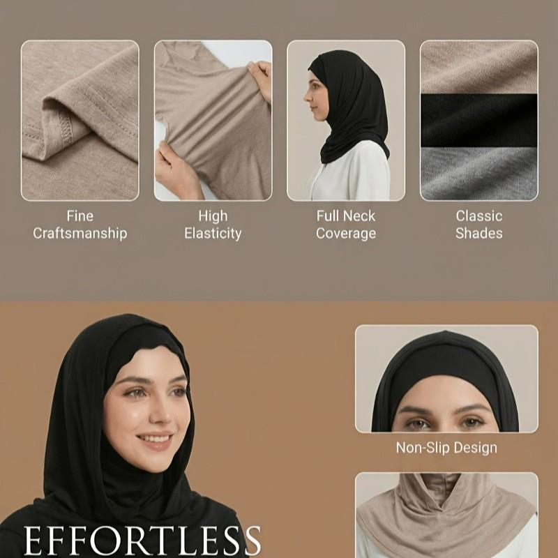 Elegant Muslim Headscarf, Comfortable Eid Headwear, Simple Fashion, High-Quality Double-Layered Hat Scarf, Essential for Ramadan