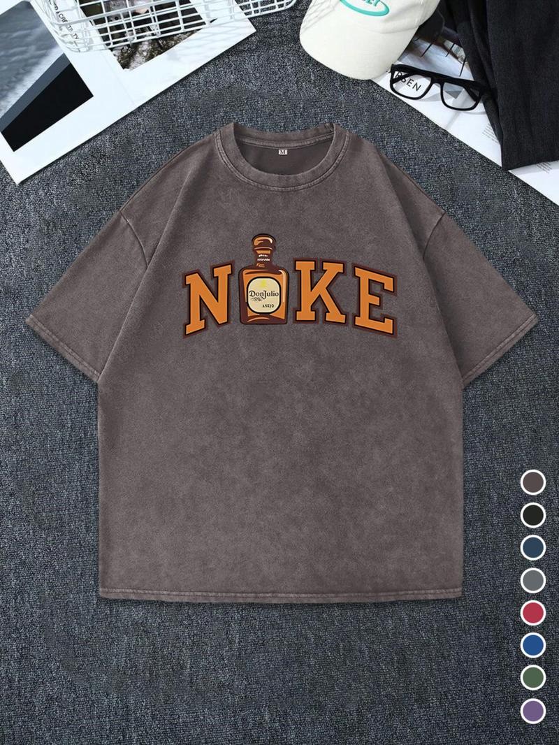 Men's Regular Fit Nose Print Round Neck Graphic Tee, Vintage Trendy Casual Short Sleeve T-shirt for Daily Wear, Men's Summer Outfit, Top