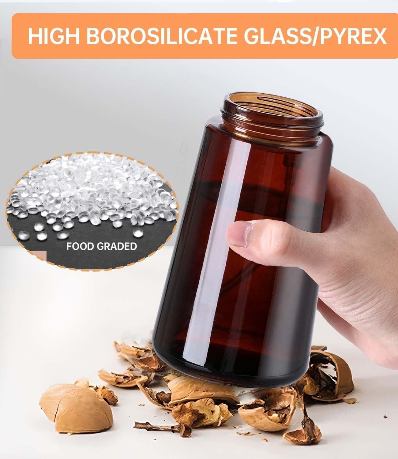 Two-in-one glass oil distributor and sprayer - 16-ounce leak-proof olive oil spray bottle, suitable for cooking, air fryers, grilling, baking and salad making, brown bottle