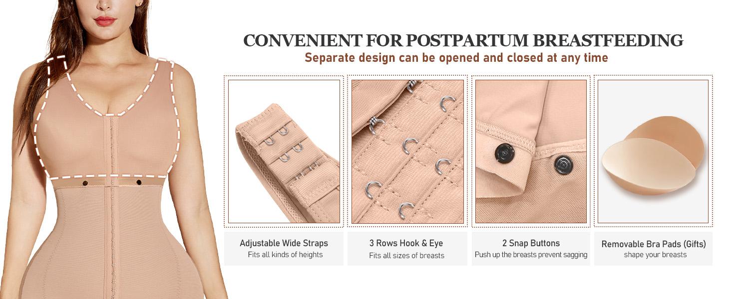 M MYODRESS Women Chest Packed And Tummy Control Shapewear With Open Eye Bodysuit