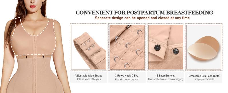 M MYODRESS Women Chest Packed And Tummy Control Shapewear With Open Eye Bodysuit