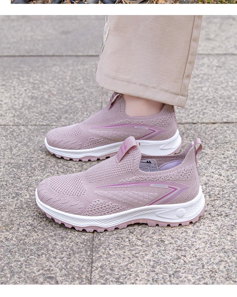 Women's New Spring Mom Shoes, Outdoor Woven Sports Shoes, Comfortable Soft Durable Running Shoes, Casual Slip-On Sneakers
