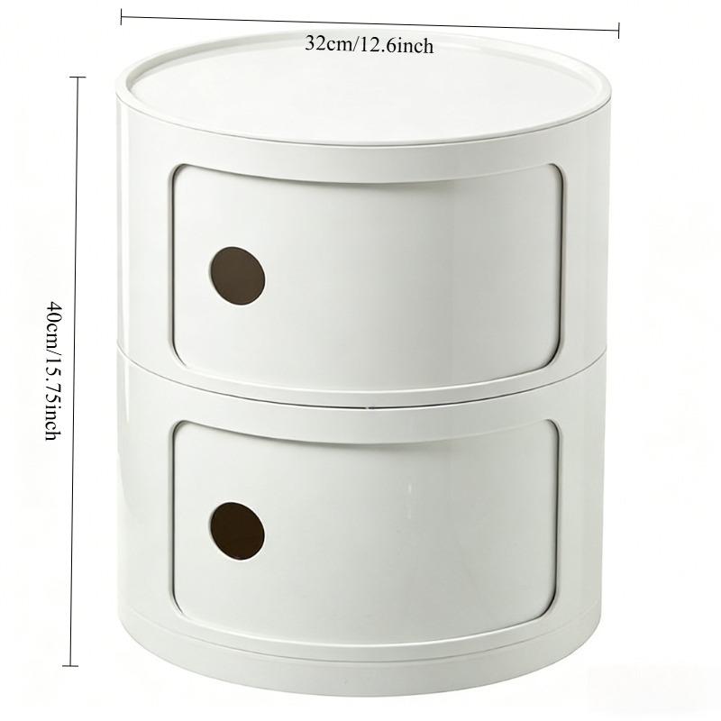 Round bedside table, creative storage cabinet, minimalist drawer storage cabinet, dormitory snack and toy organizer, multi-functional large-capacity easy assembly, ideal for bedrooms, living rooms, and dormitories—essential for small space storage at home