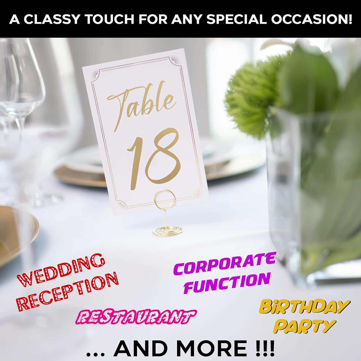 Table Numbers 1-30 With  Table Card & Holders - Elegant 4 x 6 Inch Place Seating Sign for Wedding Reception, Restaurant, Anniversary, Birthday Party
