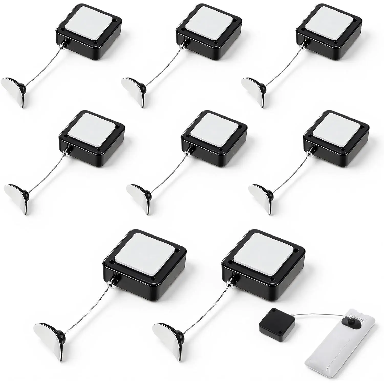 8 Pack Retractable Remote 6.5 Ft Remote-Leas with Cable Leash Length Clasps Remote-Controls Security Lanyard Lock with mall Wrench for TV,Gaming Controller,Tablets