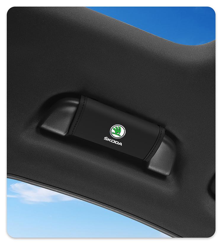 Car Roof Handle Protective Cover Pull Gloves Interior Accessories For Skoda Kylaq Elroq Kodiaq Octavia Enyaq Kamiq Scala Rapid Superb Karoq Fabia Citigo Vision RS Yeti
