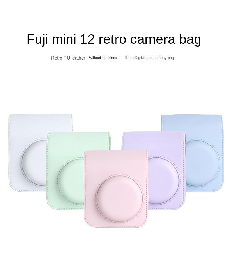 For Instax Mini 12 Camera Case PU Leather Soft Protective Case Trave Bag for Fujifilm Film Camera Bag with Shoulder Strap