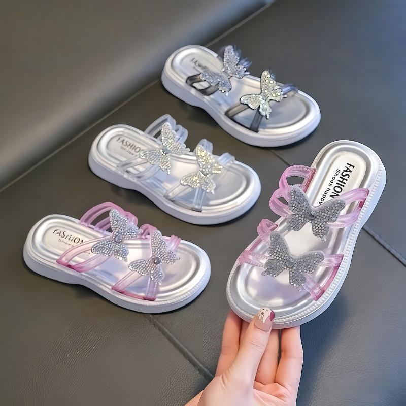 Girls Sandals Summer Open Toe Korean Princess Style Beach Slides Cute Versatile Student Footwear