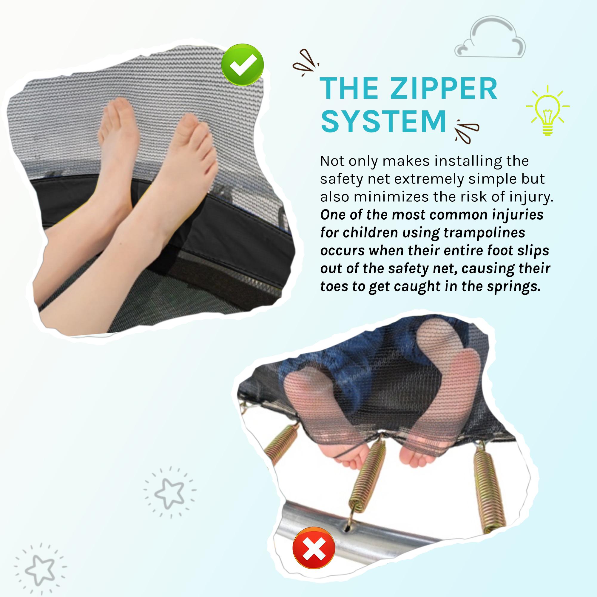 6FT/8FT/10FT/12FT/14FT Springless Trampoline for Kids & Adults – Outdoor Bungee Cords Design, Anti-Rust Frame, No-Gap Zipper, 330 lbs Weight Capacity