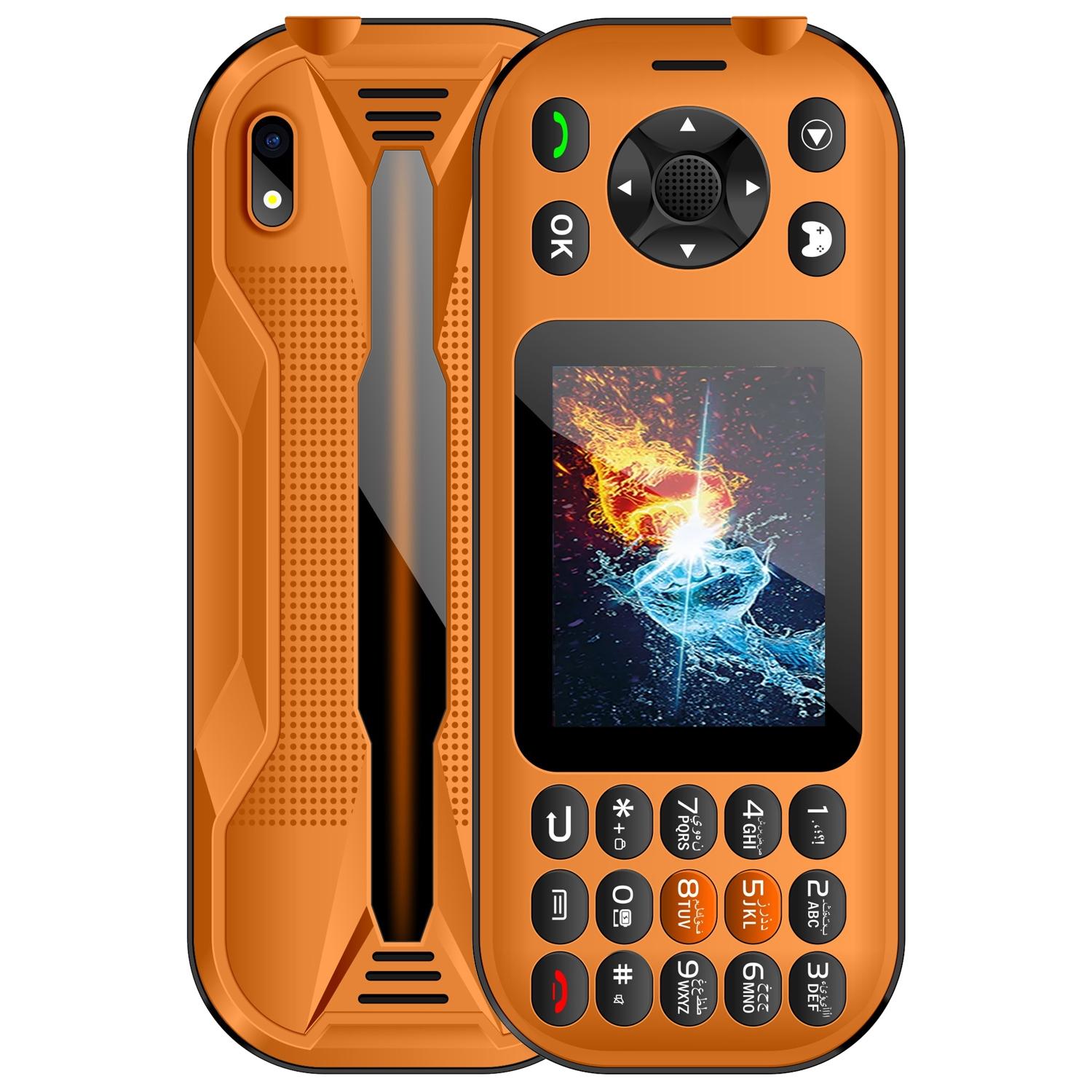 FUFFI Game Phone comes with 200 classic games pre-installed. It features a 2.8-inch screen, a 2500mAh battery, 2G network, dual SIM dual standby, a metal integrated frame, and an ultra-bright flashlight. It is a multi-functional game phone.