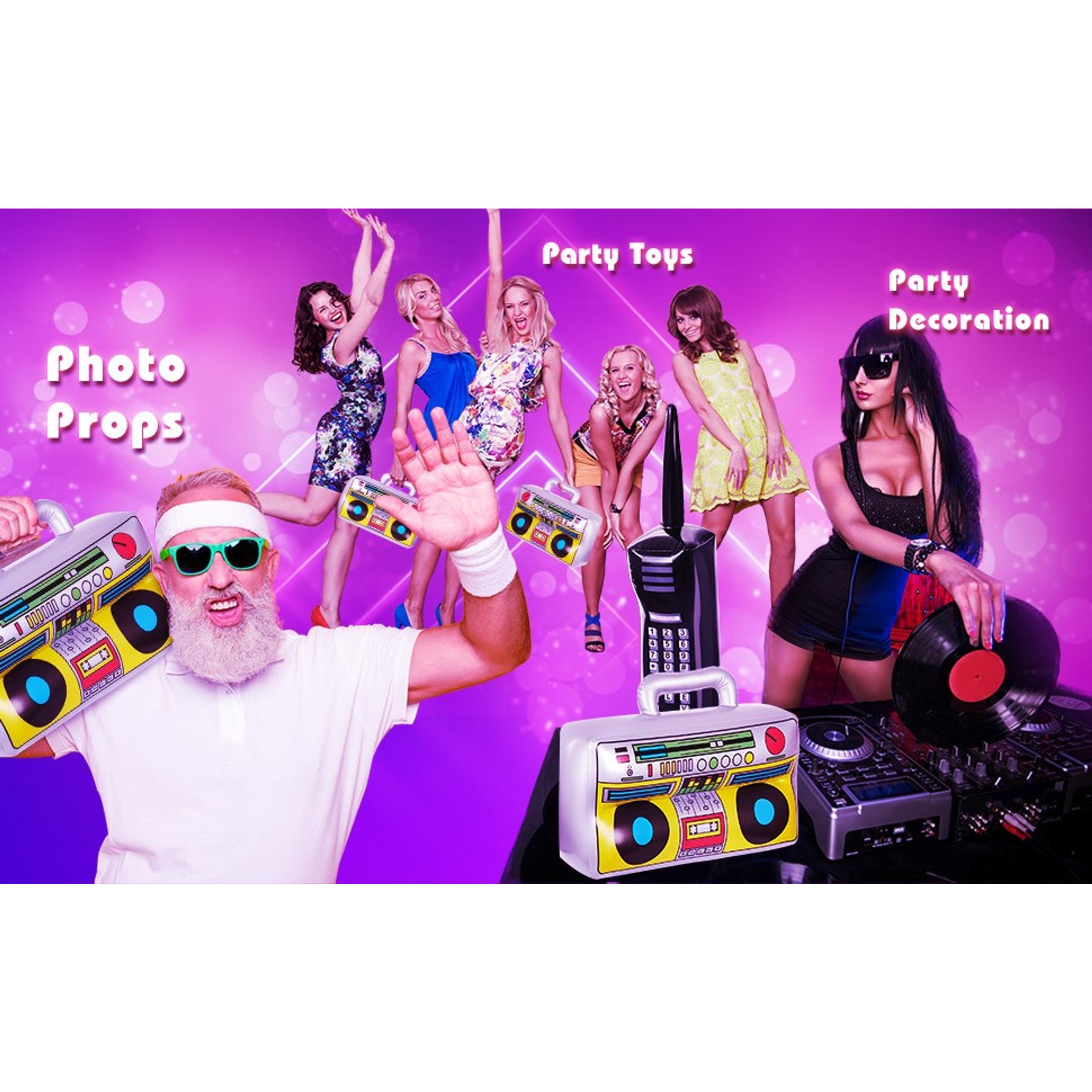 2 Pcs Inflatable Disco Ball Guitar Props 80s 90s Halloween Decor 2 Pcs Inflatable Disco Ball Guitar Props 80s 90s Halloween Decor