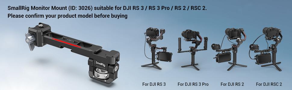 SMALLRIG Adjustable Camera Monitor Mount with Quick Release NATO Clamp, Cold Shoe Mount, Anti-Twist Design for DJI RS 2 / RSC 2 / RS 3 / RS 3 Pro/RS 3 Mini - 3026B SMALLRIG Adjustable Camera Monitor Mount with Quick Release NATO Clamp, Cold Shoe Mount, Anti-Twist Design for DJI RS 2 / RSC 2 / RS 3 / RS 3 Pro/RS 3 Mini - 3026B