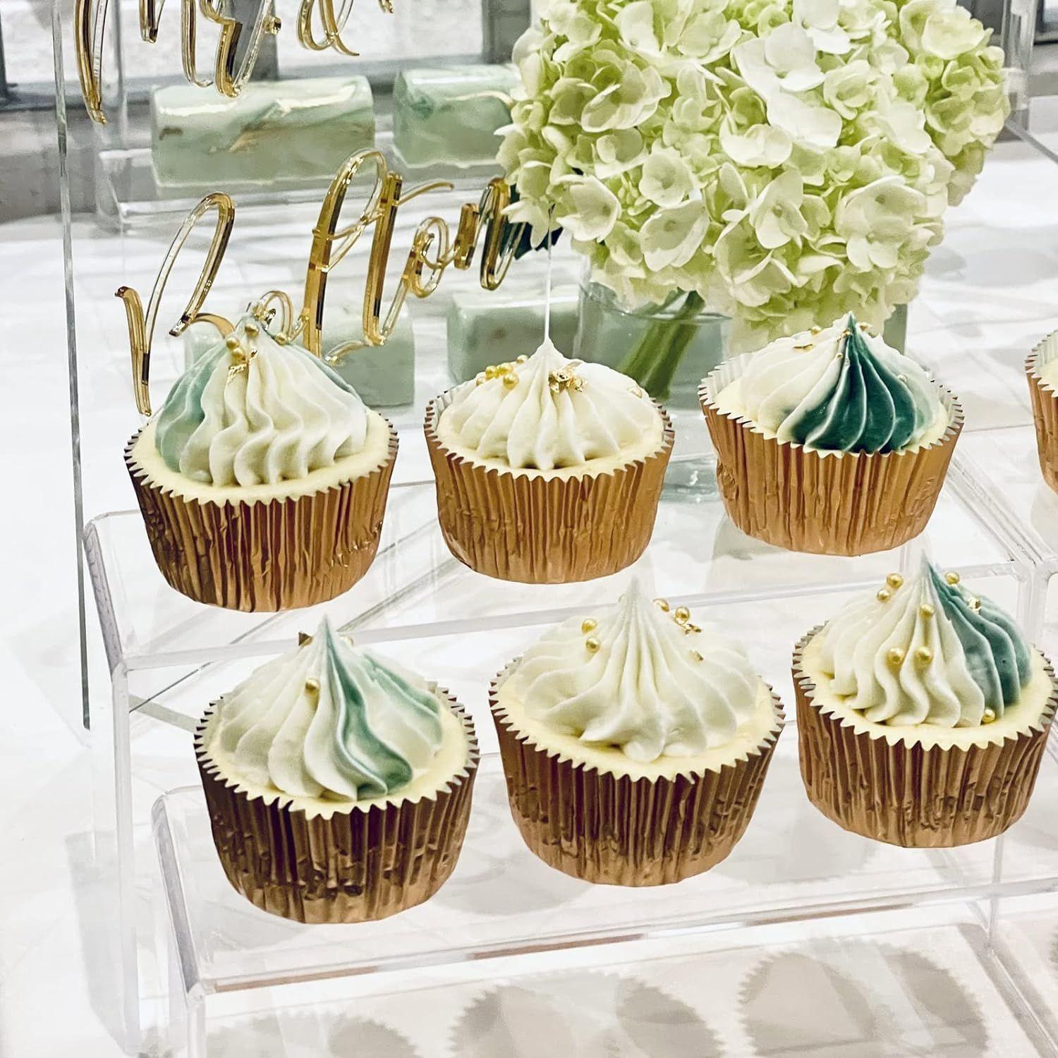 Rectangular transparent acrylic display stand, transparent multi-layer rack, suitable for weddings, business gatherings, tea breaks - cup cakes, sushi, a stylish and practical transparent plastic pastry rack (3/6/9 Pack)