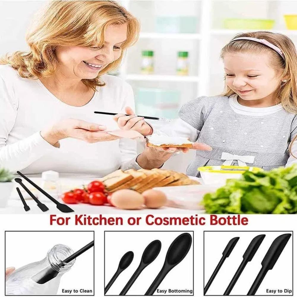 Multifunctional Silicone Scraper Spatula: Kitchen Baking Tool, Non-Slip Cooking Utter, Cosmetic Scoop, Portable Jam Jar Cleaner, No-Residue Dishwasher Safe Design, Effortless & Efficient Dual-Use Scraper, Kitchen Cooking Accessories